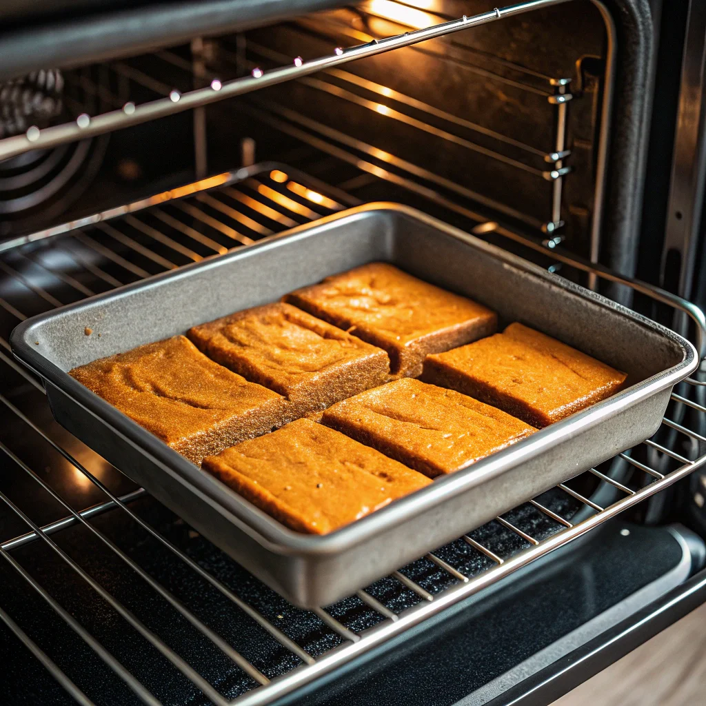 pumpkin bars recipe being baked