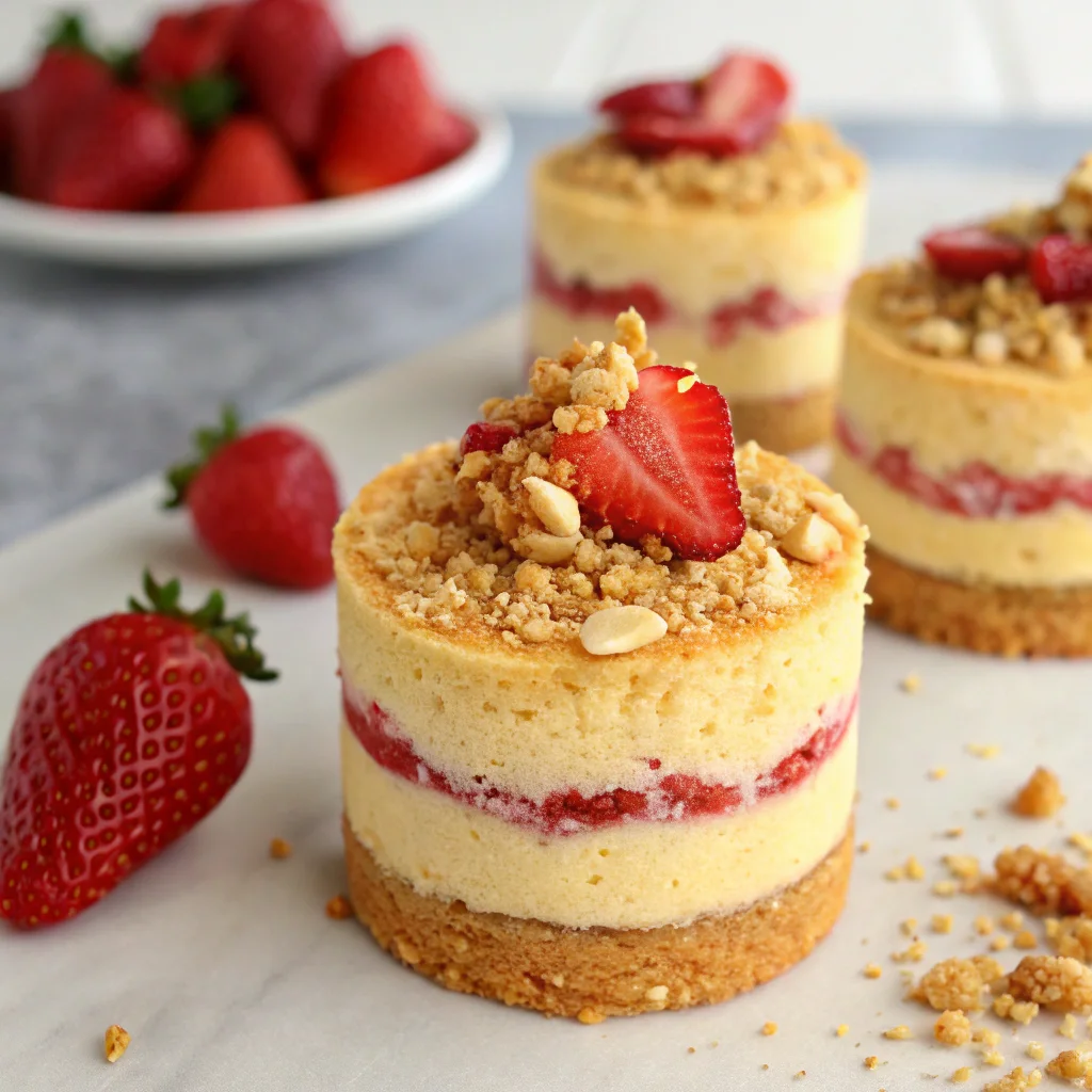 mini strawberry crunch cake