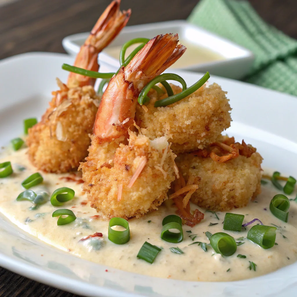 finished creamy fried coconut shrimp