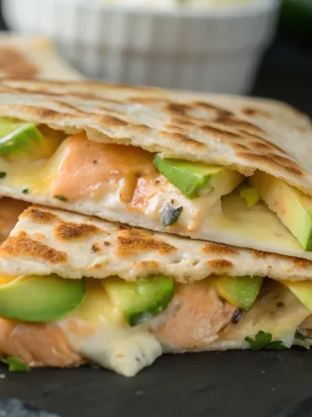 salmon and avocado quesadilla