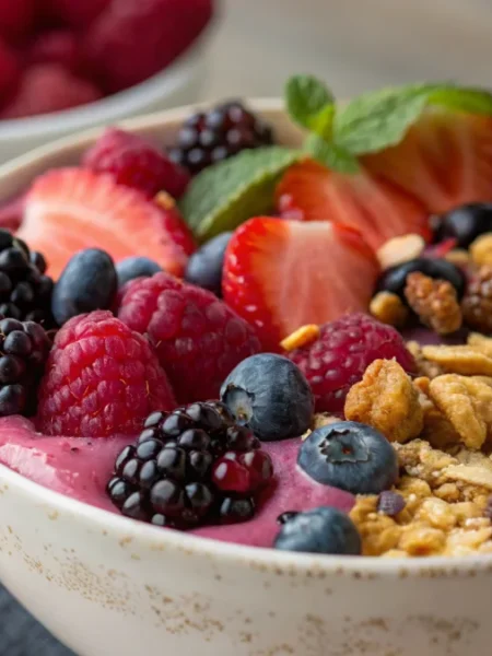 very berry smoothie bowl showcasing vibrant mixed berries